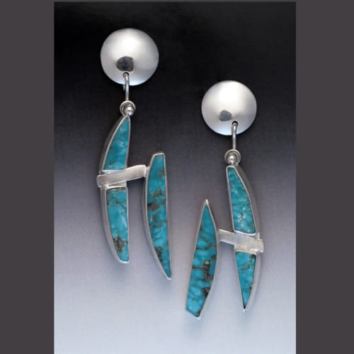 MB-E401 Earrings Stone Feathers $582 at Hunter Wolff Gallery